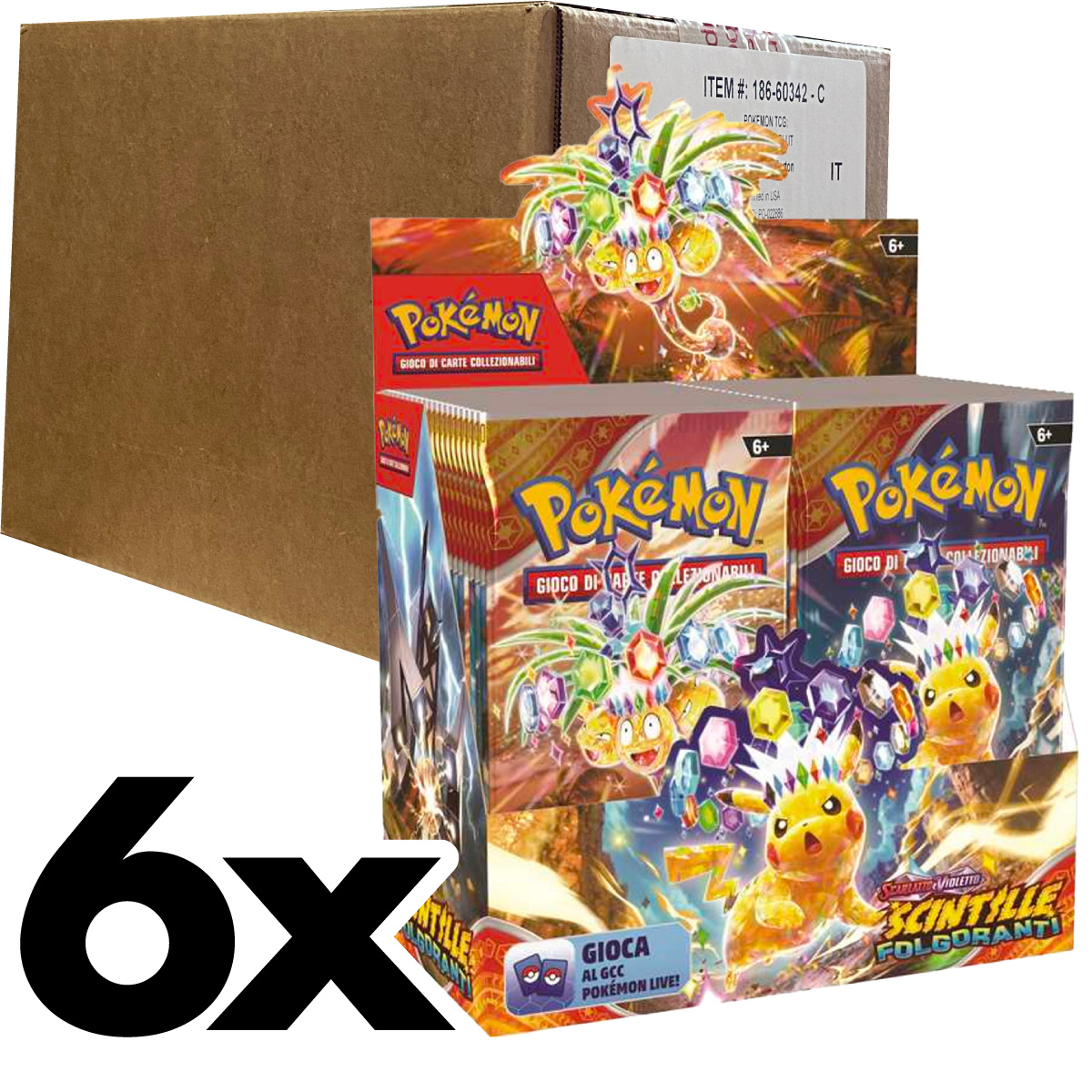 pokemon scarlatto e violetto scintille folgoranti - case sigillato 6x box da 36 bustine (ita)