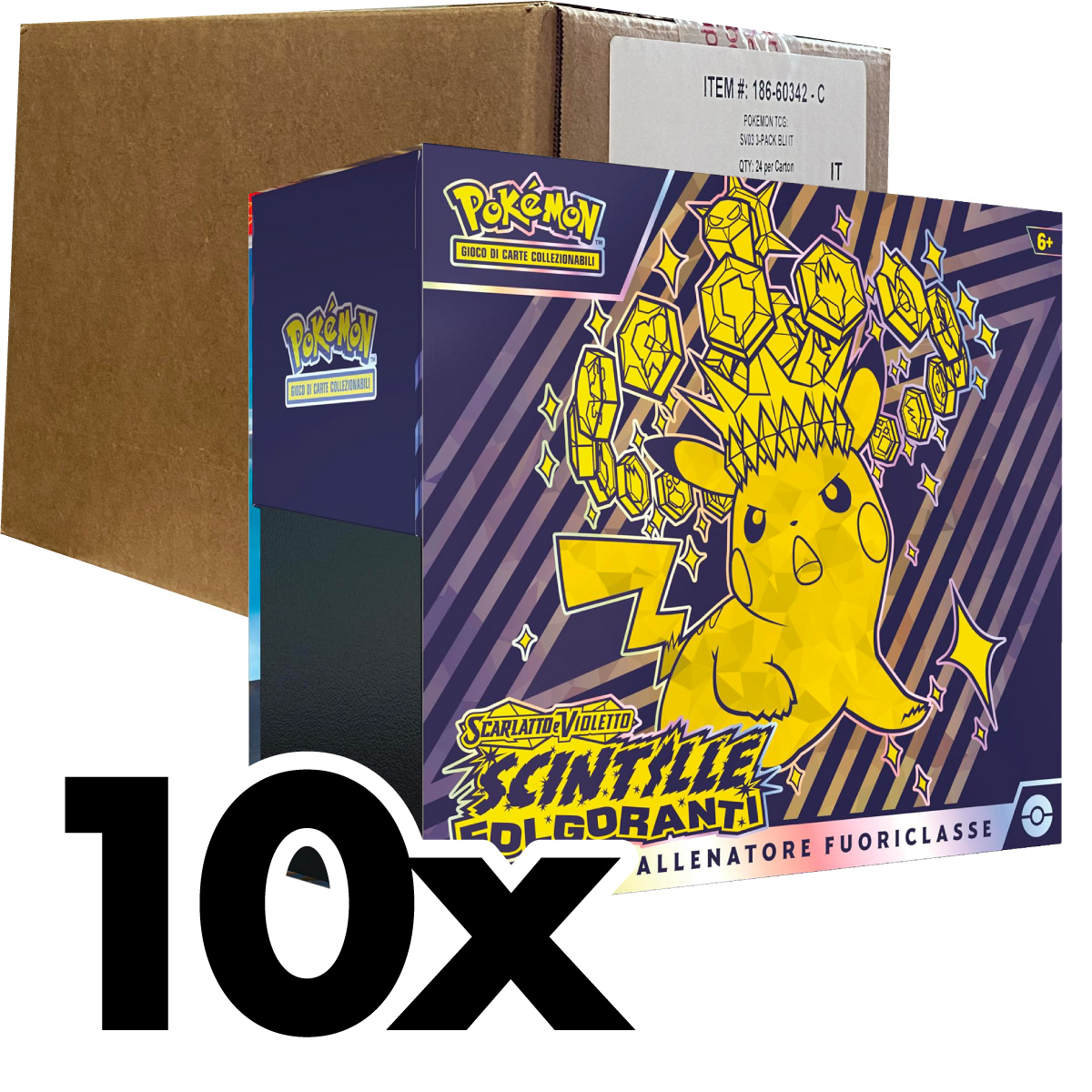 pokemon scarlatto e violetto scintille folgoranti - case sigillato 10x set allenatore fuoriclasse (ita)