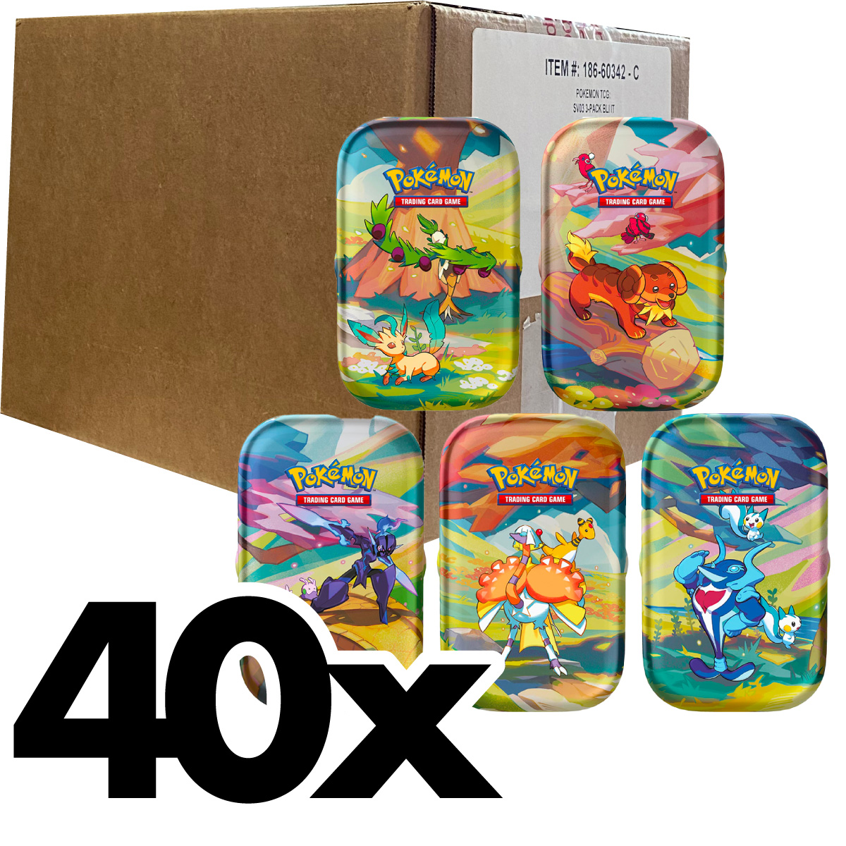 pokemon scarlatto e violetto paldea sfavillante - case sigillato 40x mini tin da collezione con sticker (ita)