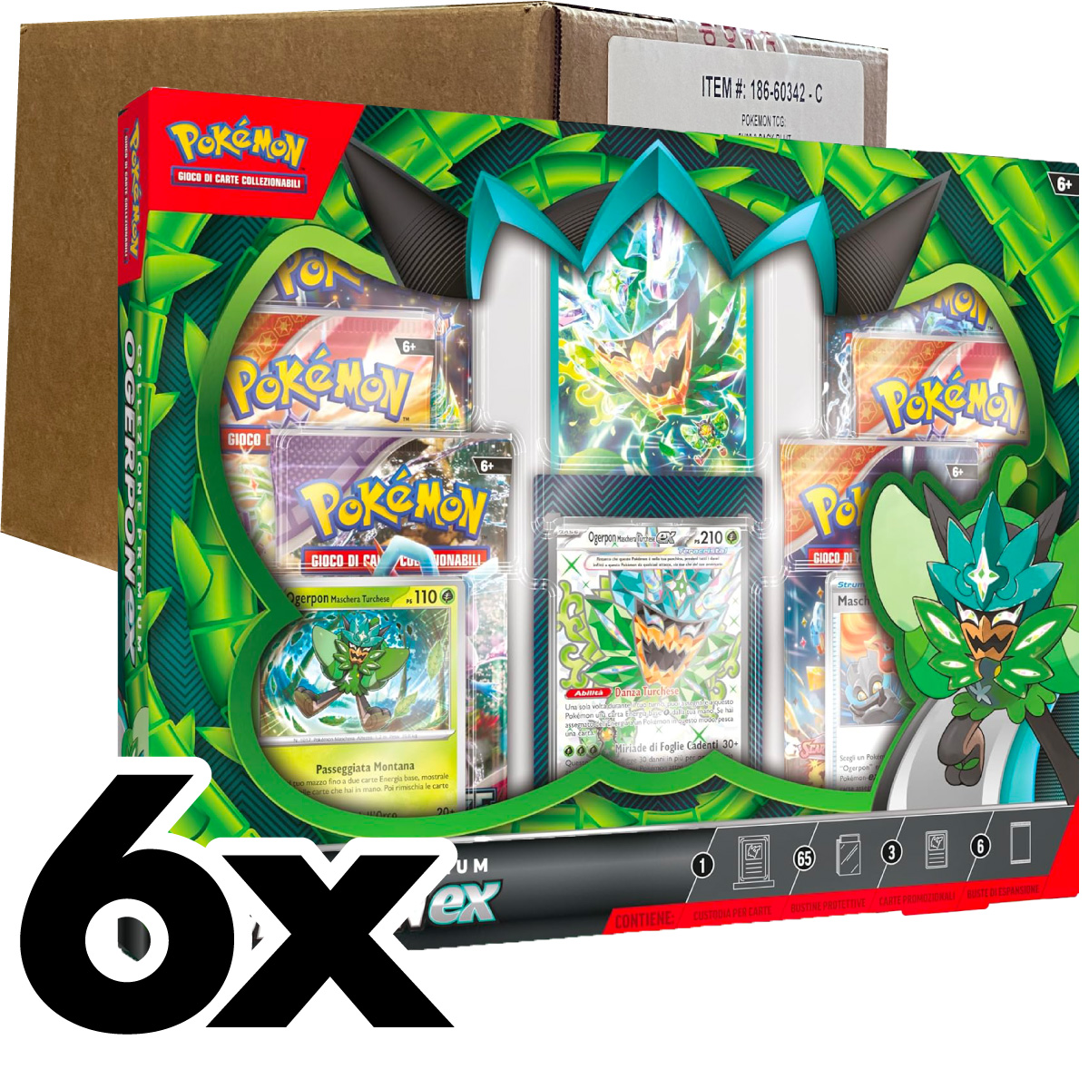 pokemon - case sigillato 6x collezione premium - ogerpon-ex (ita)