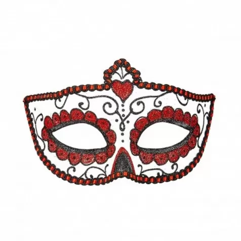 maschera dia de los muertos nera e rossa