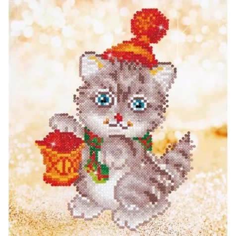 christmas kitten glow - diamond dotz beginner dd3.013