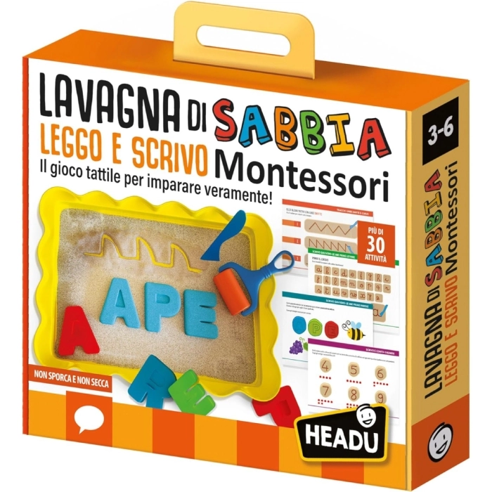 lavagna di sabbia leggo e scrivo montessori