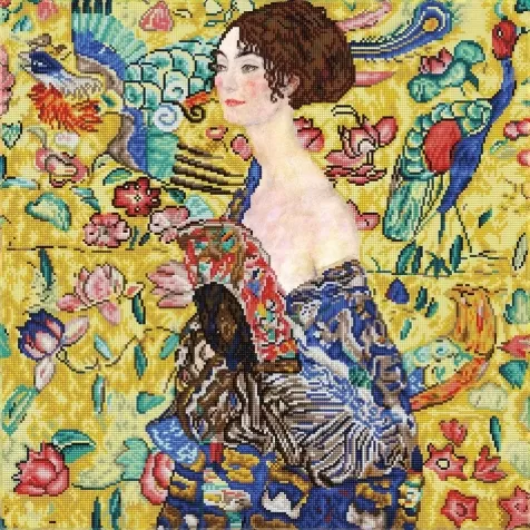 lady with fan (apres klimt) - diamond dotz advanced dd13.028 67x67cm