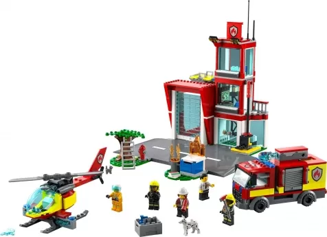 LEGO City Fire Caserma dei Pompieri e Autopompa con Camion 60375