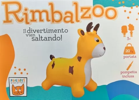 rimbalzoo - rodolfo la renna gialla - cavalcabile/gonfiabile con pompetta inclusa