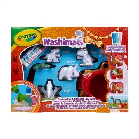 washimals dinosaur set attivita con 4 animali e 3 colori