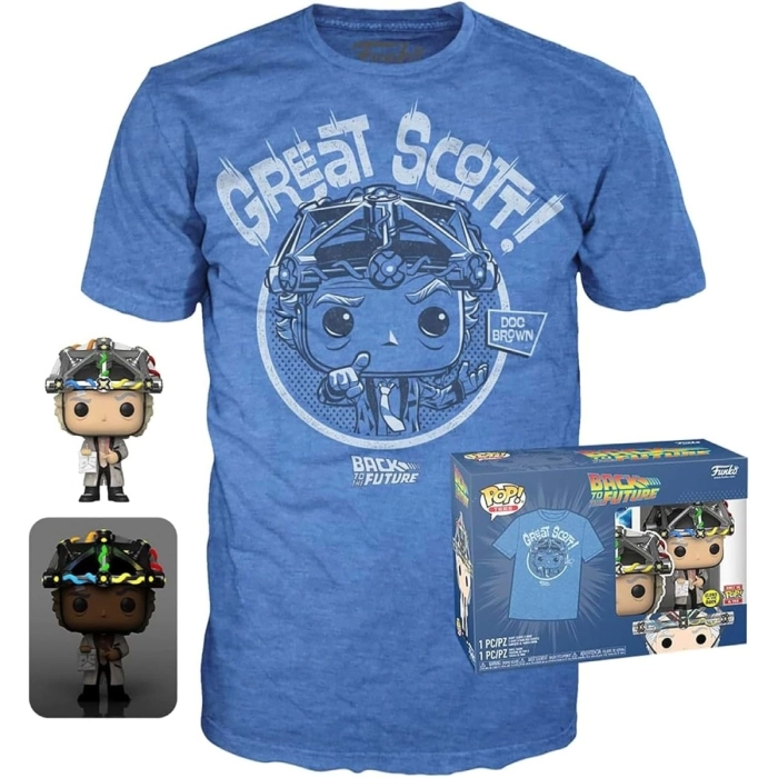 back to the future: doc with helmet - funko pop & t-shirt - taglia m