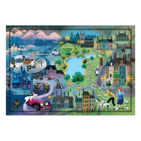 disney: 101 dalmatians - story maps - puzzle 1000 pezzi