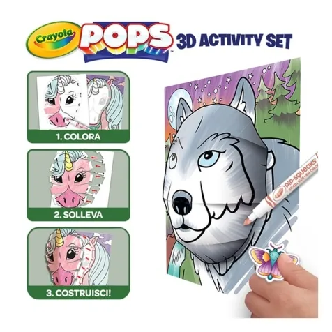 CRAYOLA Set Attività Pops Natura Selvaggia - 3 Disegni 3d, 7 Pennarelli, 3  Fogli Adesivi a 9,99 €