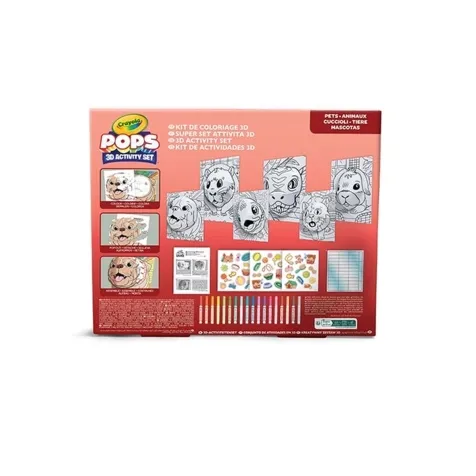 super set pops pets - 6 disegni 3d, 18 pennarelli, 3 fogli adesivi