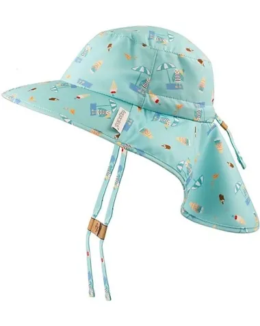 cappello estivo con paracollo - anti-uv spf50+ - seaside tg. s (6-24 mesi)