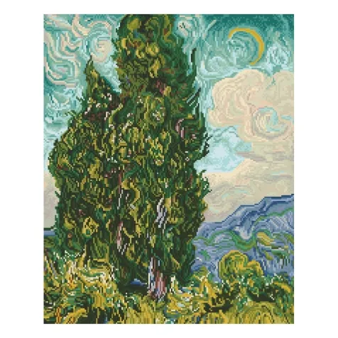 cypresses - van gogh - diamond dotz intermediate dd12.074 52x52cm