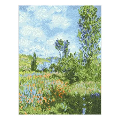 view of vetheuil - claude monet - diamond dotz intermediate dd12.069 52x52cm