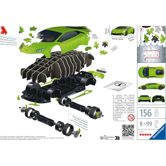 lamborghini huracan evo - verde - puzzle 3d