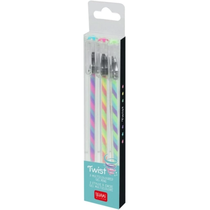 set di 3 penne gel multicolore - twist