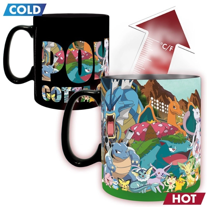 pokemon - tazza heat change 460ml - gotta catch em all