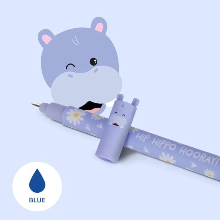 penna gel cancellabile hippo - inchiostro blu ricaricabile