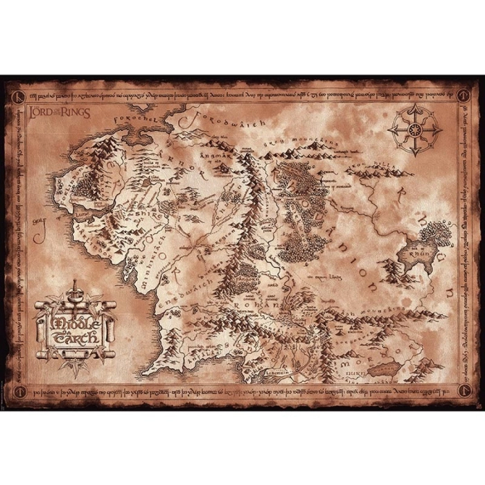 il signore degli anelli - poster maxi 61x91,5cm - mappa terra di mezzo