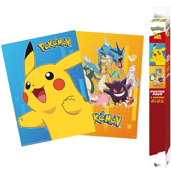 pokemon - set 2 chibi poster 52x38cm - colourful characters