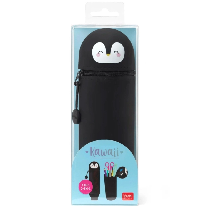 astuccio 2 in 1 in silicone - kawaii - penguin