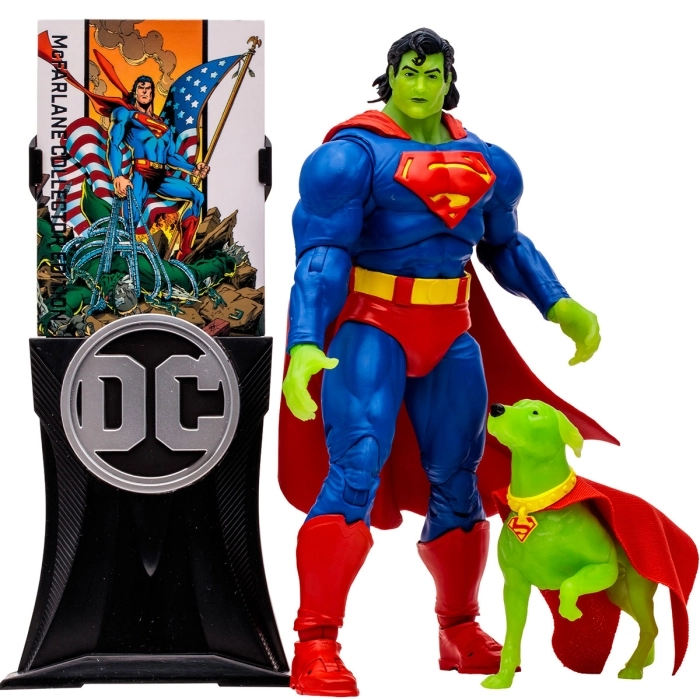 dc multiverse - superman e krypto collector edition - action figure 18cm - platinum chase