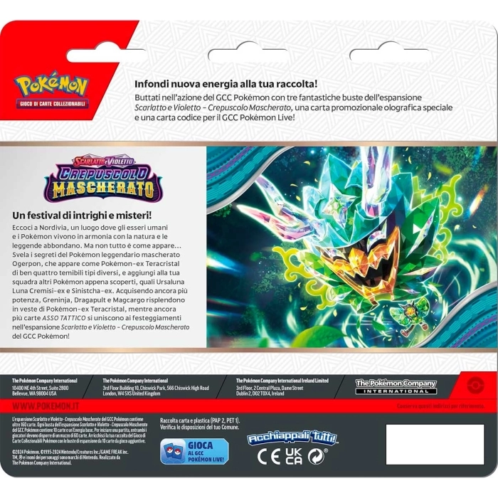 pokemon scarlatto e violetto crepuscolo mascherato - revavroom - blister 3 bustine + 1 card (ita)