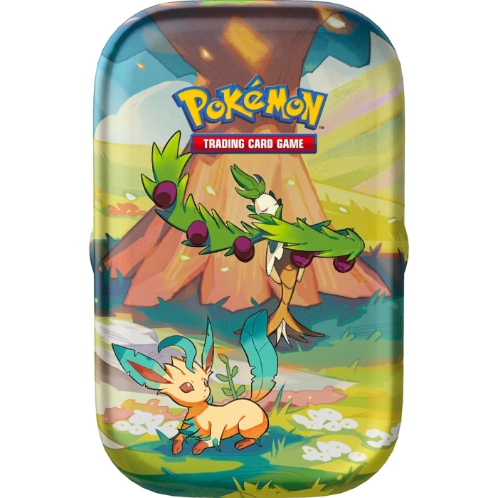 pokemon scarlatto e violetto paldea sfavillante - arboliva e leafeon - 1 mini tin da collezione (ita)