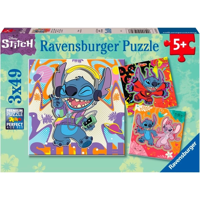 disney: lilo & stitch - stitch - puzzle 3x49 pezzi