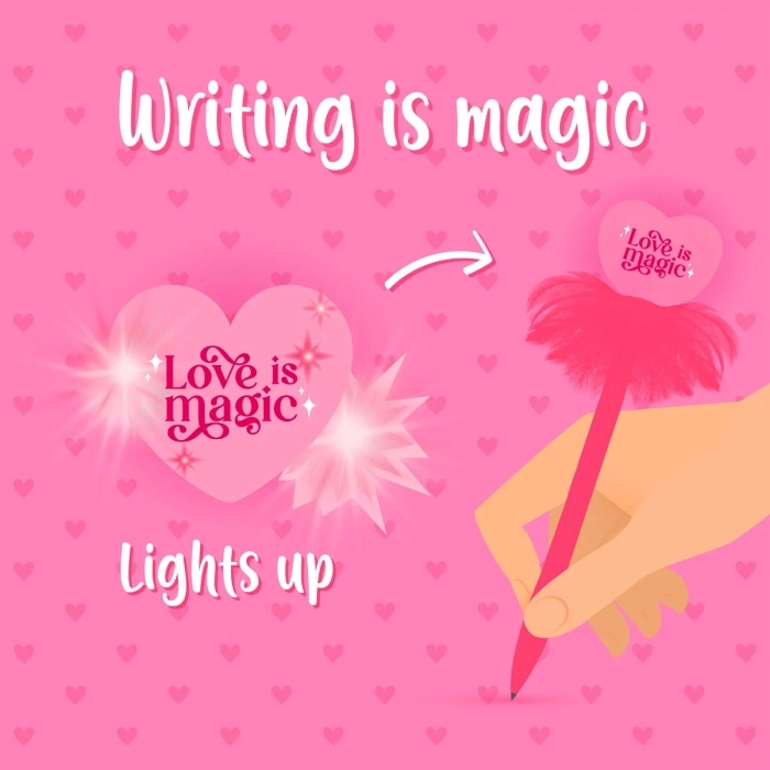 penna a sfera luminosa - writing is magic - love is magic