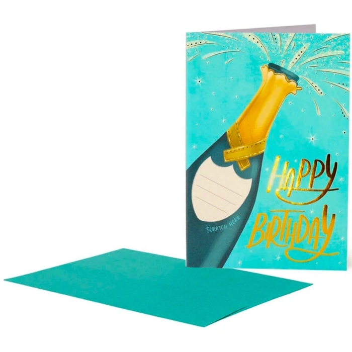 biglietto d'auguri gratta e scopri - scartch-off card - champagne