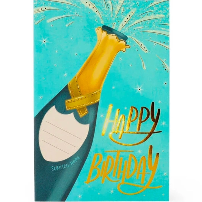 biglietto d'auguri gratta e scopri - scartch-off card - champagne