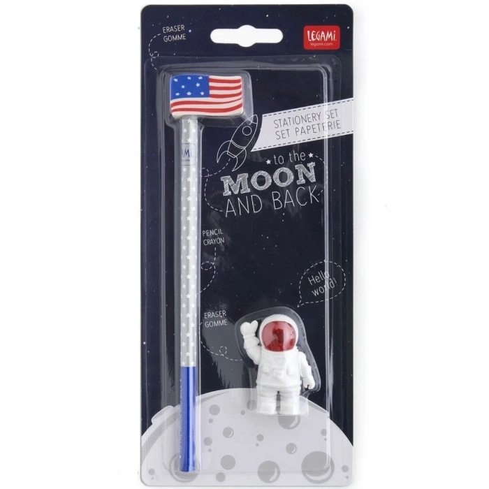 set di 2 gomme e 1 matita - to the moon and back