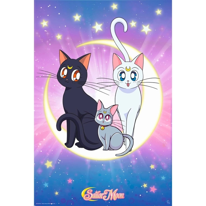 sailor moon - poster maxi 91,5x61cm - luna, artemis & diana