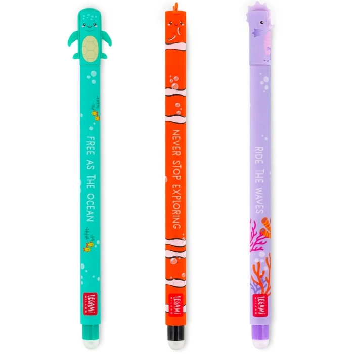 set di 3 penne gel cancellabili - erasable pen - under the sea