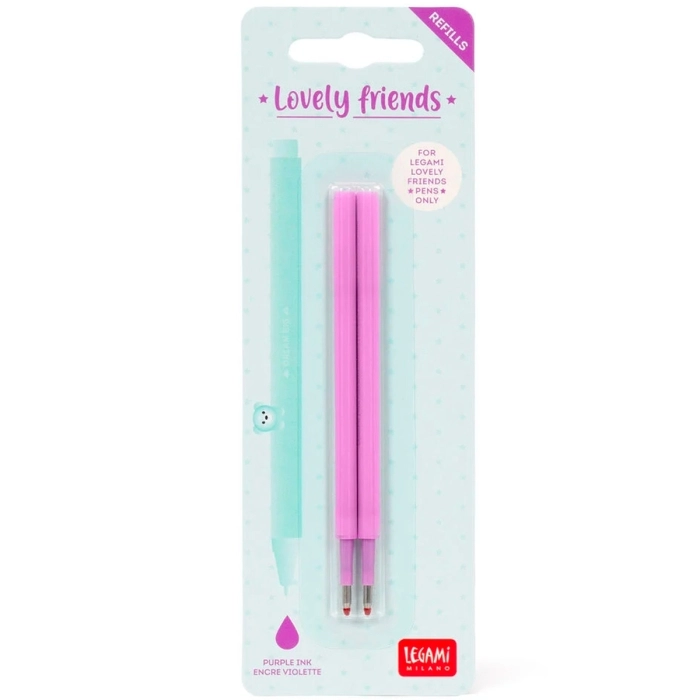 set di 2 refill per penna gel - lovely friends - purple