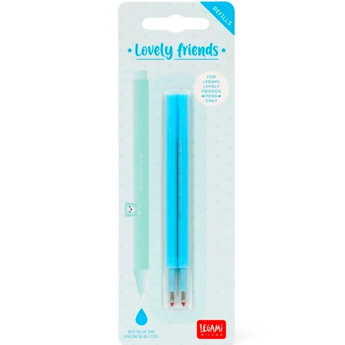 set di 2 refill per penna gel - lovely friends - sky blue