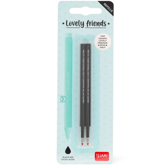 set di 2 refill per penna gel - lovely friends - black