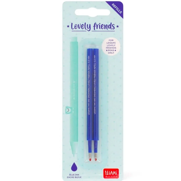 set di 2 refill per penna gel - lovely friends - blue