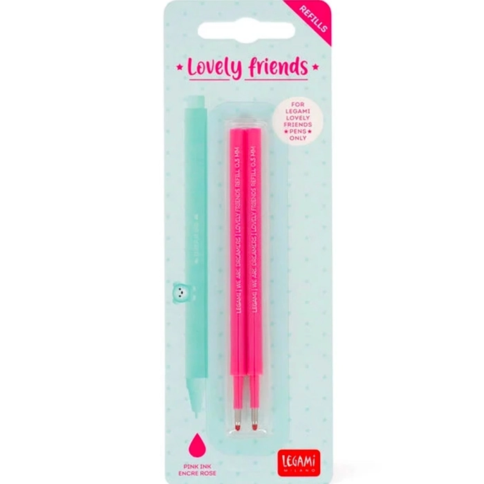 set di 2 refill per penna gel - lovely friends - pink