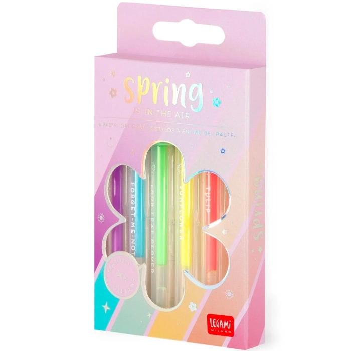 set di 6 penne gel pastello - spring is in the air