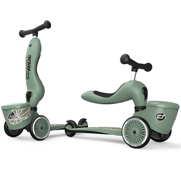 highwaykick 1 - monopattino trasformabile 2 in 1 - olive