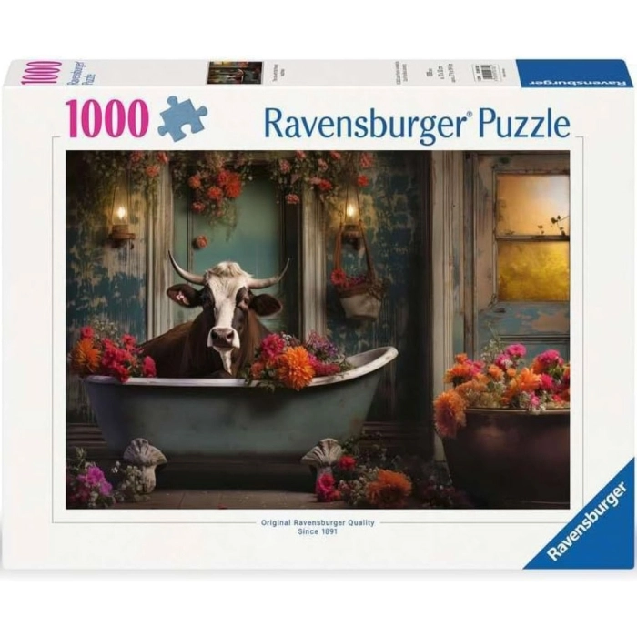 the cow with the flowery headdress - puzzle 1000 pezzi