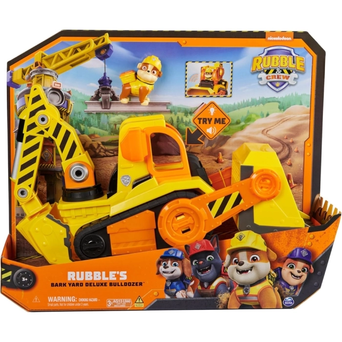 paw patrol rubble and crew - veicolo deluxe di rubble