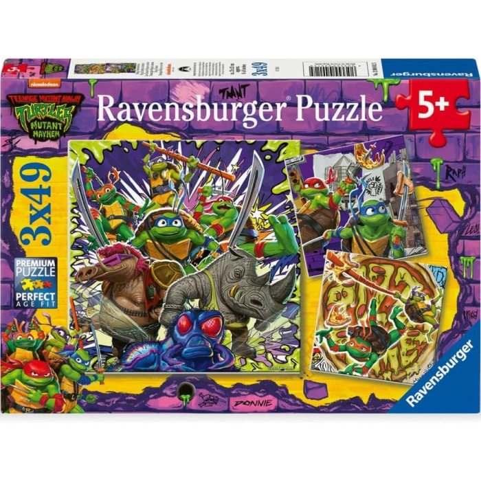 tartarughe ninja in azione - puzzle 3x49 pezzi