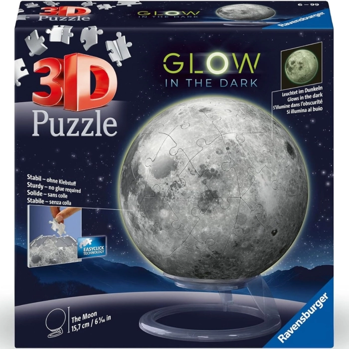 glow in the dark - the moon - puzzle 3d