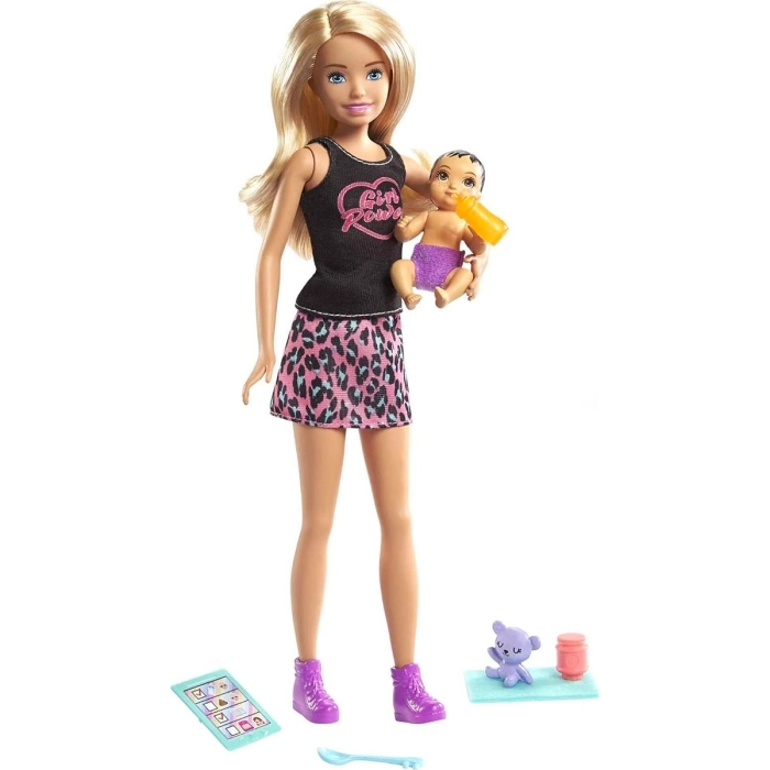 barbie baby sitter con bambola e accessori