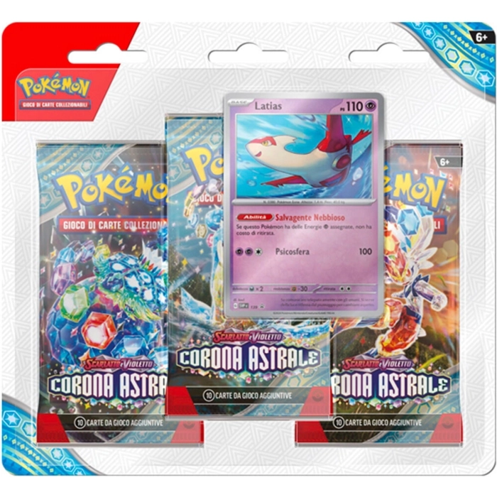 pokemon scarlatto e violetto corona astrale - latias - blister 3 bustine + 1 card (ita)