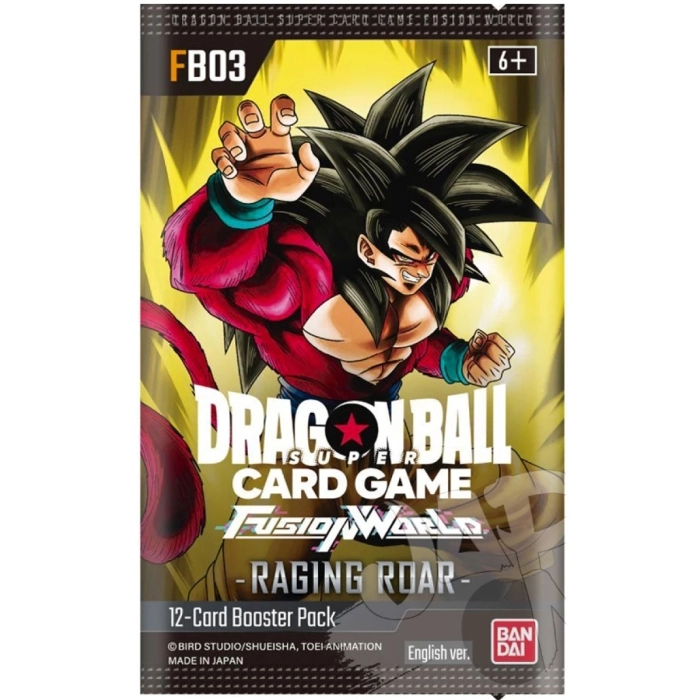 dragon ball super card game - fusion world - raging roar - fb-03 - bustina singola 12 carte (eng)