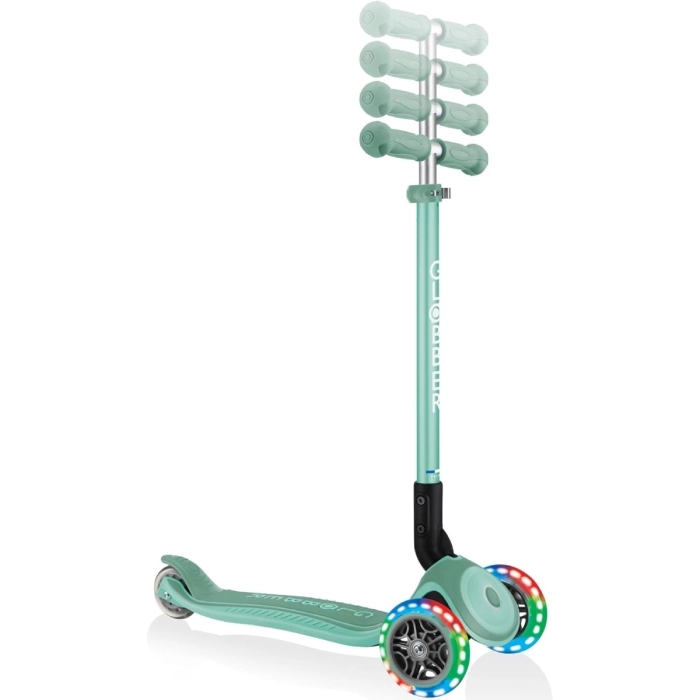 globber - primo foldable plus lights - monopattino pieghevole con luci - verde menta